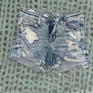 American Eagle Outfitters Blue Distressed Jean Shorts